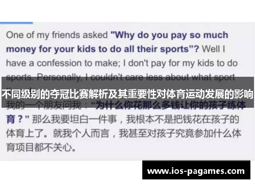 不同级别的夺冠比赛解析及其重要性对体育运动发展的影响